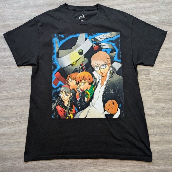 Persona 4 T Shirt Size Medium Group Action Graphic T-Shirt Rare Licensed Black - Picture 1 of 6